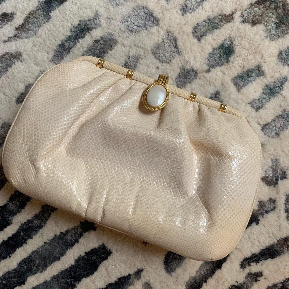 VINTAGE Judith Leiber style faux snakeskin clutch
